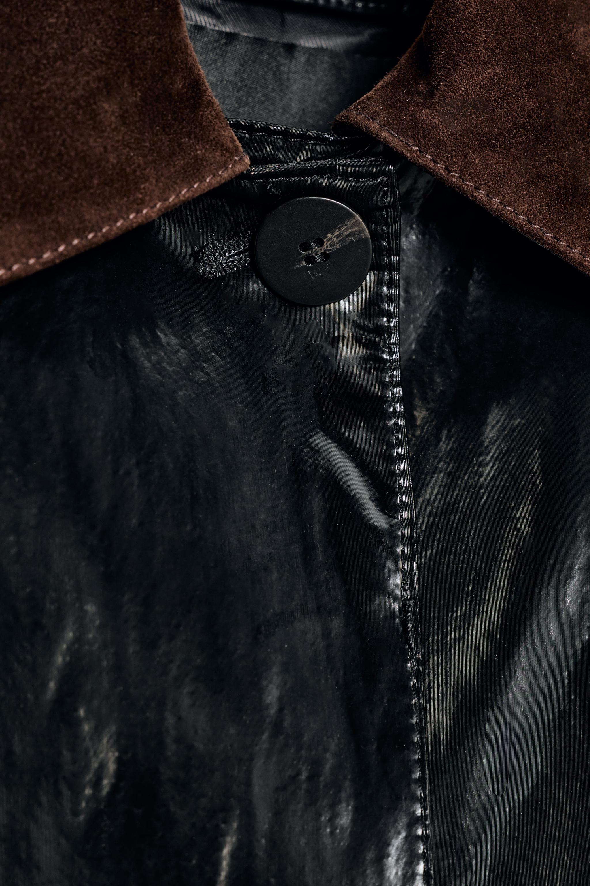 CONTRAST COLLAR SHINY TRENCH COAT ZW COLLECTION LIMITED EDITION